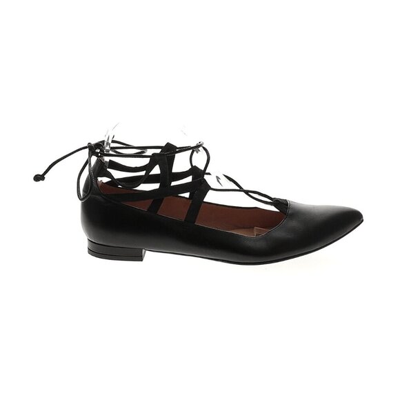 FS/NY Shoes - FS/NY FSNY Black Leather Lace Up Flats Ballet Ballerina 10 B